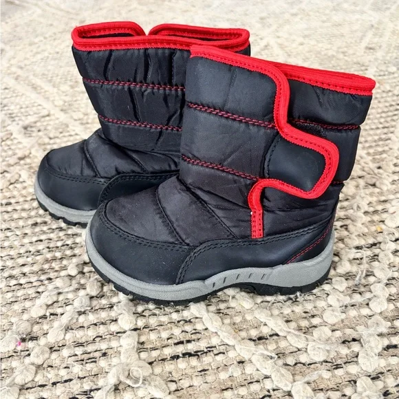 Kids Black and Red Winter Boots-snow boots size toddler 7 - Picture 1 of 1